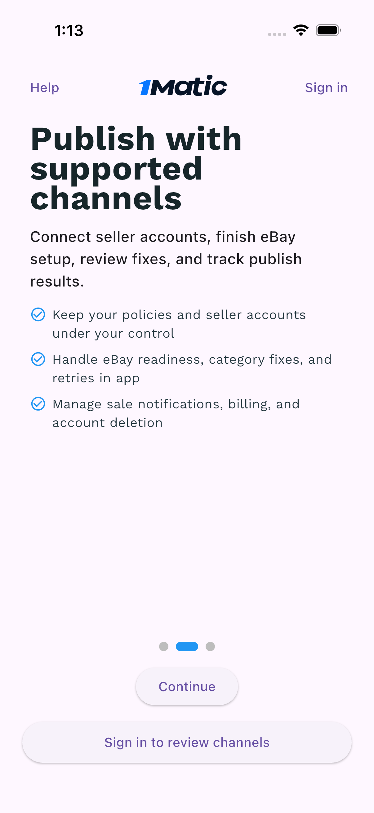 1Matic mobile app create listing screen